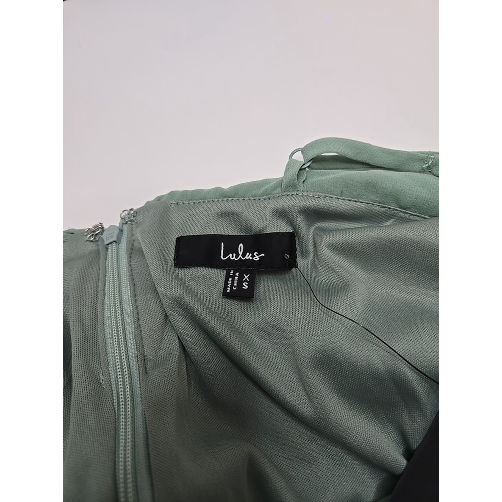 Lulus Jelena XS Pleated Bodice Maxi Dress Sage A Line Wedding Guest Formal - Picture 5 of 10